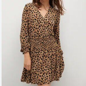 Mango MNG Animal Print Long Sleeve Dress